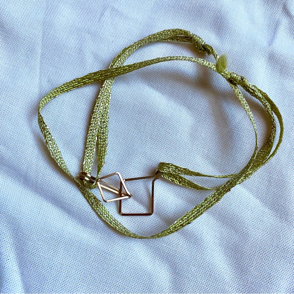 Anthropologie Bright Green Sparkly Adjustable Ribbon Bracelet/Choker